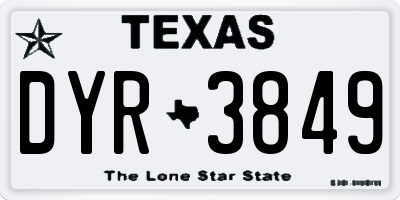 TX license plate DYR3849