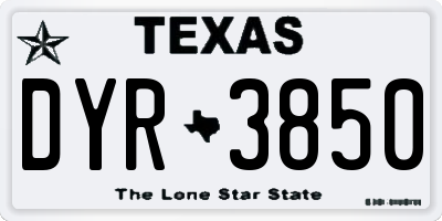 TX license plate DYR3850