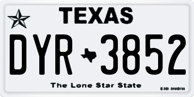 TX license plate DYR3852