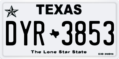 TX license plate DYR3853