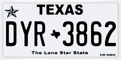 TX license plate DYR3862