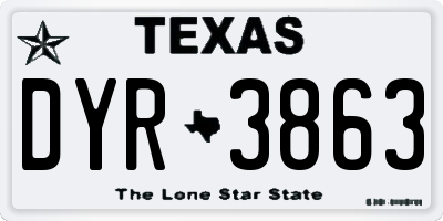 TX license plate DYR3863
