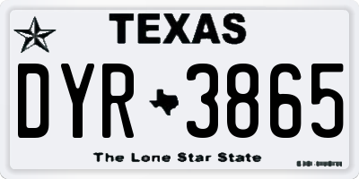 TX license plate DYR3865