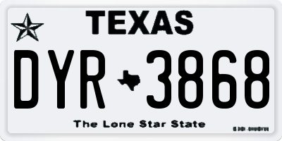 TX license plate DYR3868