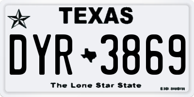 TX license plate DYR3869