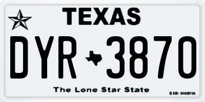 TX license plate DYR3870