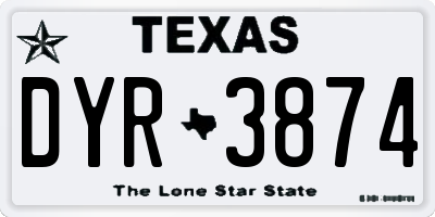 TX license plate DYR3874