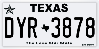 TX license plate DYR3878
