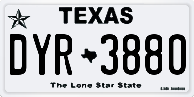 TX license plate DYR3880