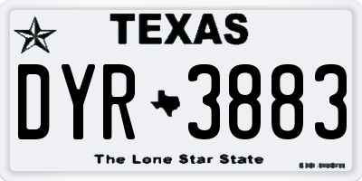 TX license plate DYR3883