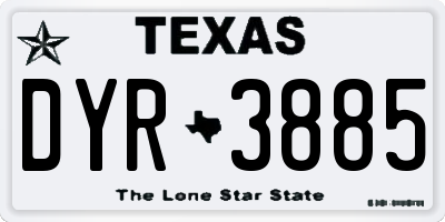 TX license plate DYR3885