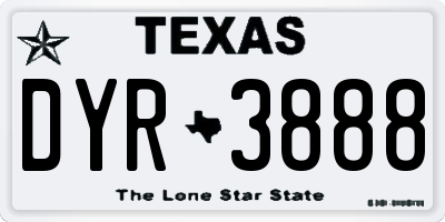 TX license plate DYR3888