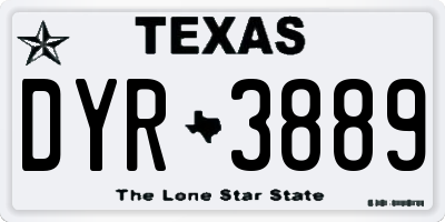 TX license plate DYR3889