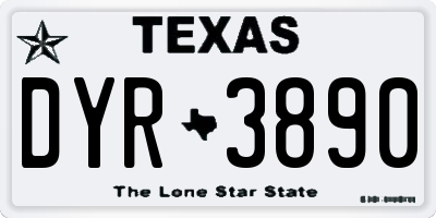 TX license plate DYR3890
