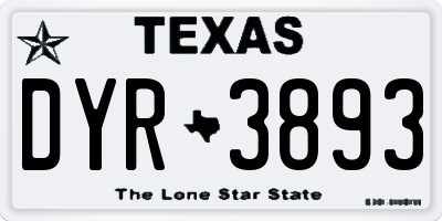 TX license plate DYR3893