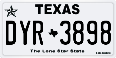 TX license plate DYR3898