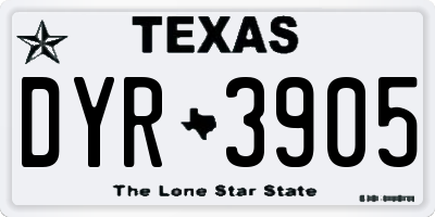 TX license plate DYR3905
