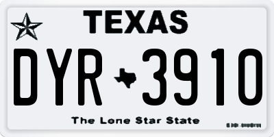 TX license plate DYR3910