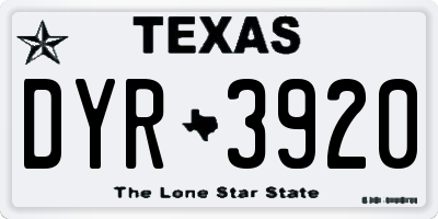 TX license plate DYR3920
