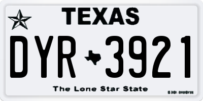 TX license plate DYR3921