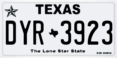 TX license plate DYR3923