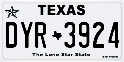 TX license plate DYR3924