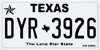 TX license plate DYR3926