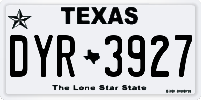 TX license plate DYR3927