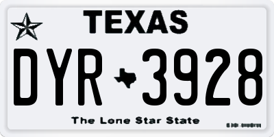 TX license plate DYR3928