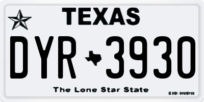 TX license plate DYR3930