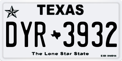 TX license plate DYR3932