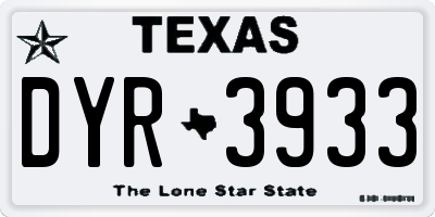 TX license plate DYR3933