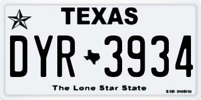 TX license plate DYR3934