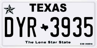 TX license plate DYR3935