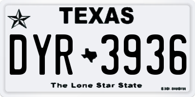 TX license plate DYR3936