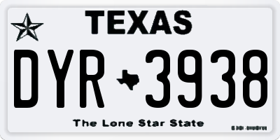 TX license plate DYR3938