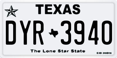 TX license plate DYR3940