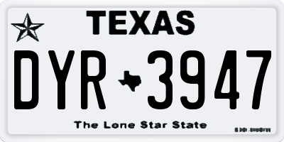 TX license plate DYR3947