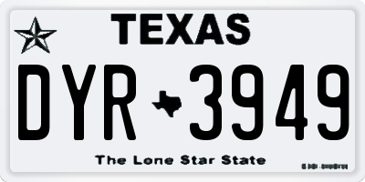 TX license plate DYR3949