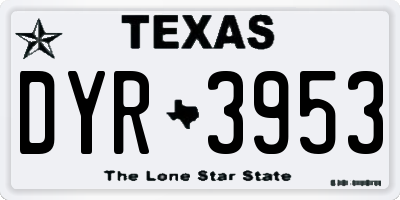 TX license plate DYR3953