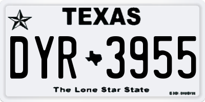 TX license plate DYR3955