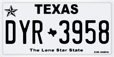 TX license plate DYR3958