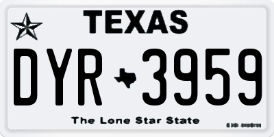 TX license plate DYR3959
