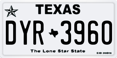 TX license plate DYR3960