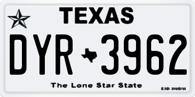 TX license plate DYR3962