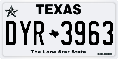 TX license plate DYR3963
