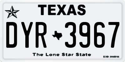 TX license plate DYR3967