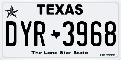 TX license plate DYR3968