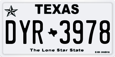 TX license plate DYR3978