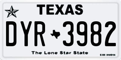 TX license plate DYR3982